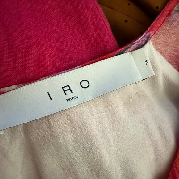 IRO Paris Arama Floral Ruffled Dress Mixed Red Womens Size 34 US 2 Silk Mini - Picture 9 of 12